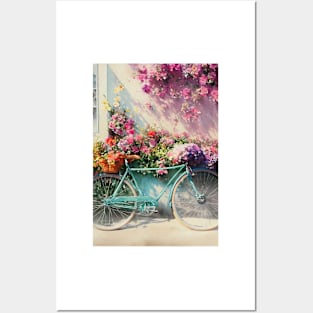 Watercolor bike vintage Posters and Art